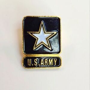 Army Hat Pin Enamel Painted and Metal Black and Gold